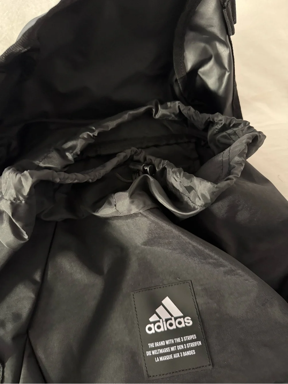 adidas Black Roll-Top drawstring Backpack with White Accents